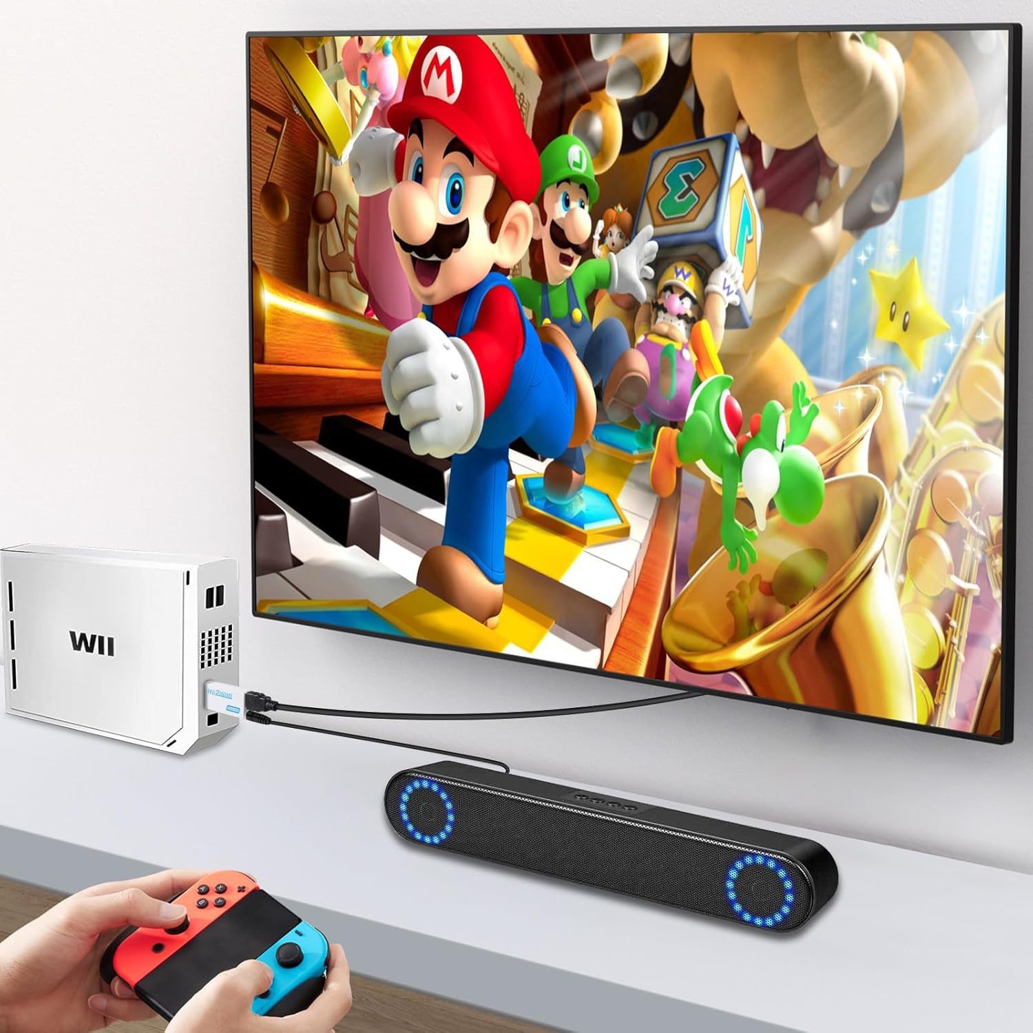 Portable Wii to HDMI Wii2HDMI Full HD Converter Audio Output Adapter TV Black