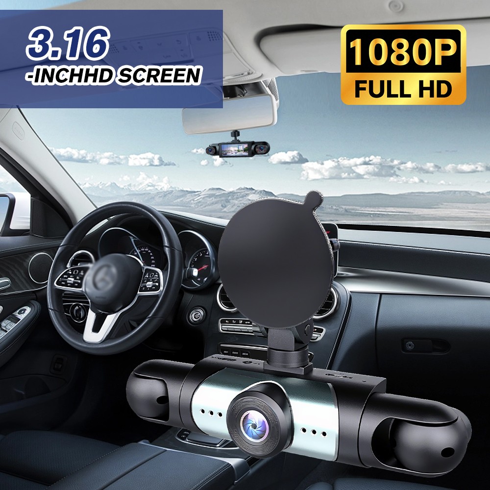 360° 4 Channel 1080P HD Car Dash Cam Front and Rear Inside Left Right + Camera