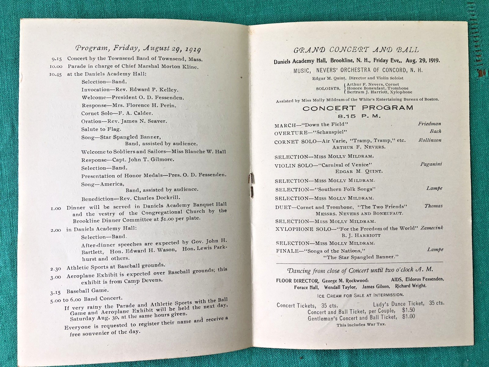 BROOKLINE N. H. 1919 WELCOME HOME SOLDIERS WWI American Expeditionary Forces