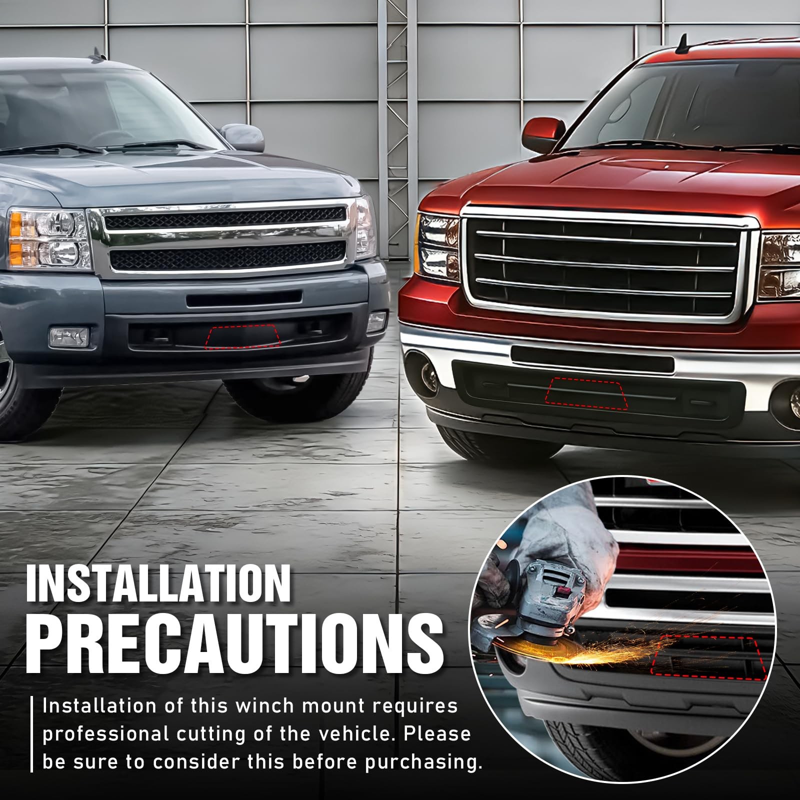 Black Winch Mount Plate 10x4.5 Bolt Pattern for 2007-2013 Silverado Sierra 1500