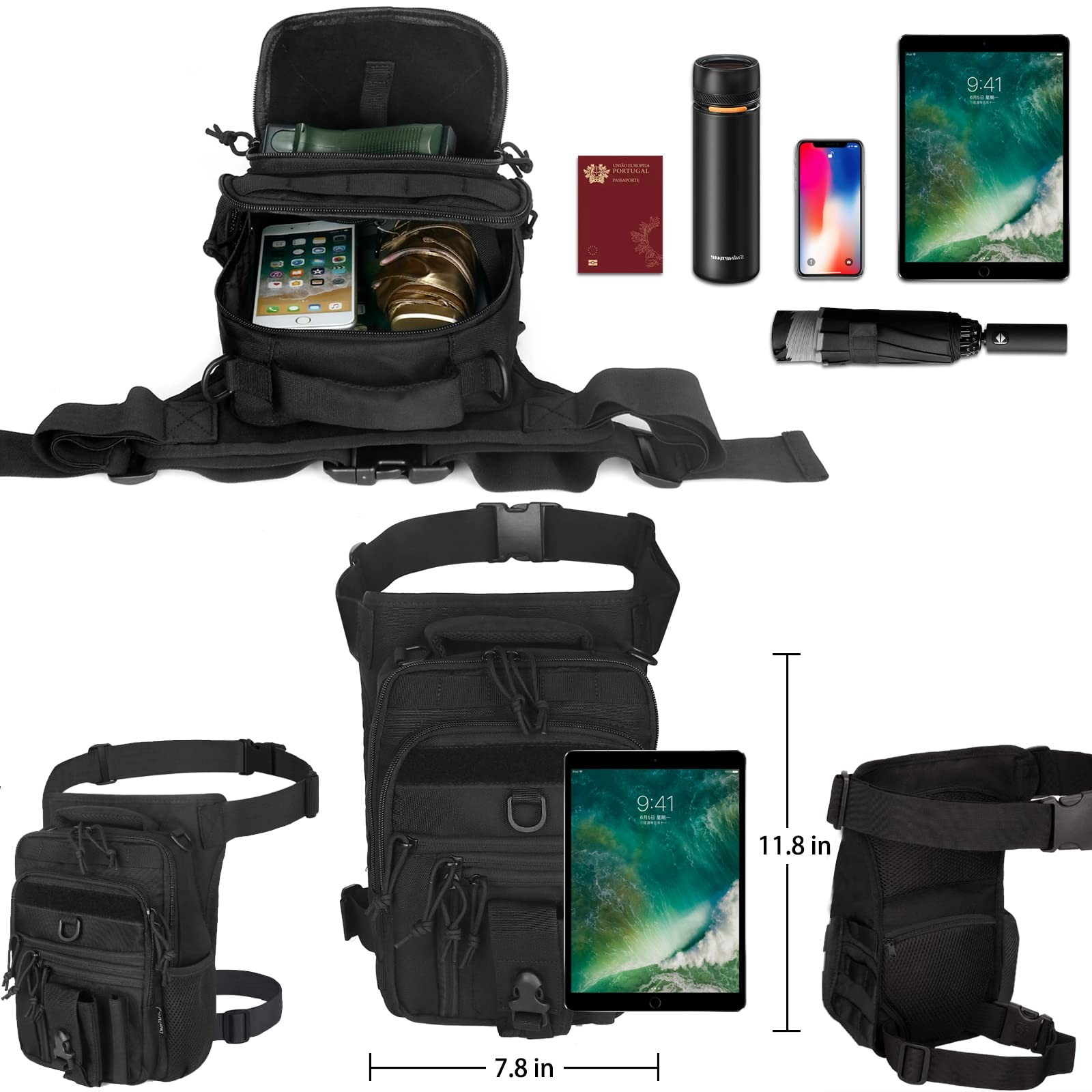 Dual Holster Drop Leg Bag Tactical Thigh Pouch Conceal Carry Pistol Handgun