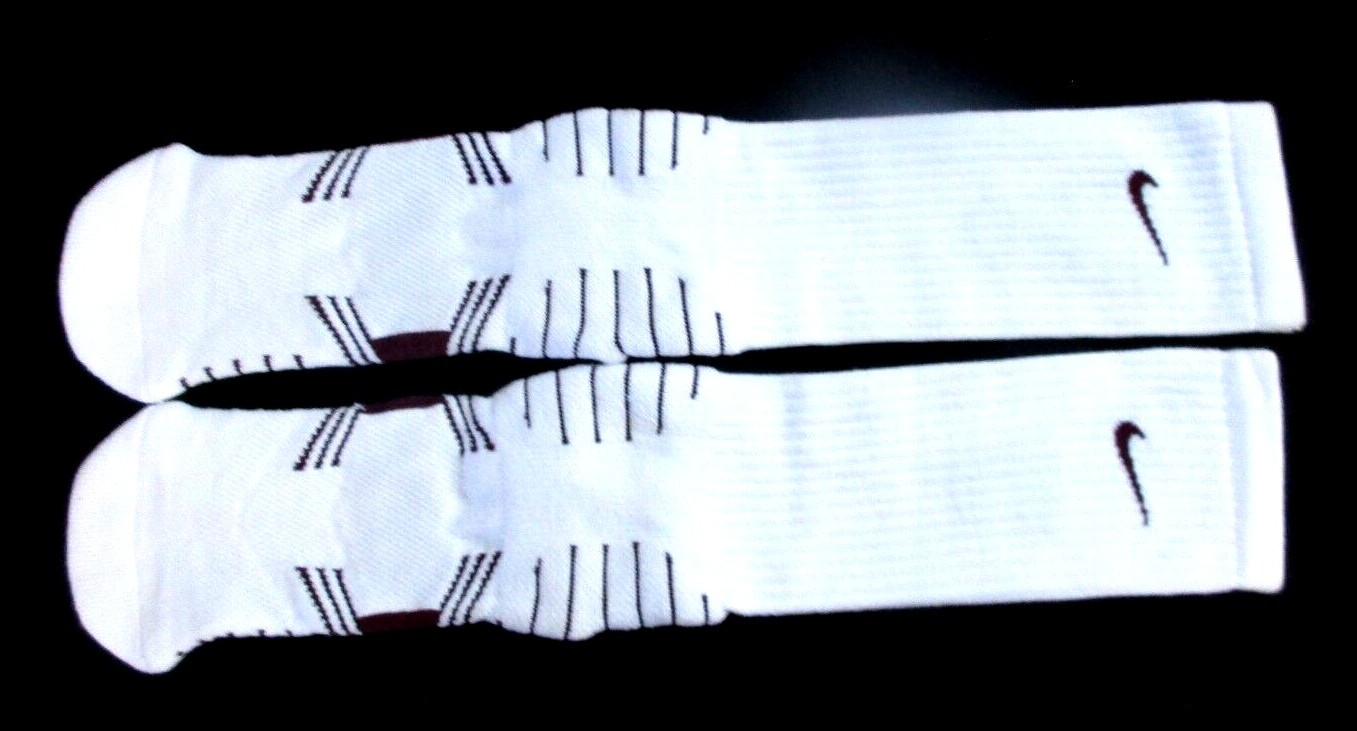 Nike Blk Sport Cushion Elite Crew Dri-Fit Socks White Wine size XL - PSX300 112