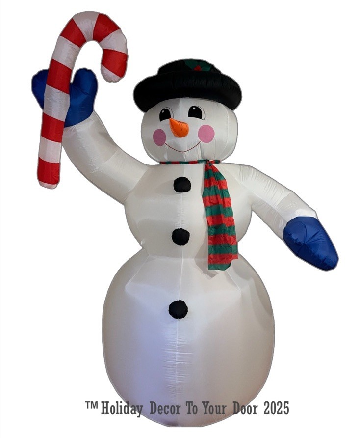 NEW 2025 Christmas Inflatable 8ft Candy-Cane Snowman