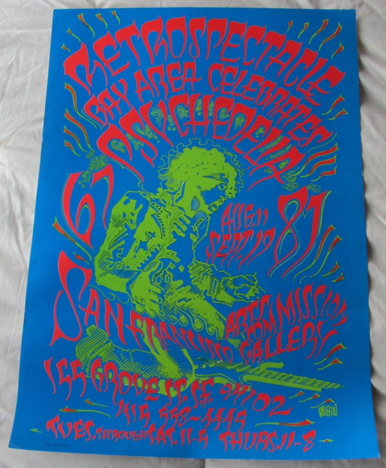 Original 1987 Rick Griffin “Retrospectacle” Jimi Hendrix Tribute Poster SF rare