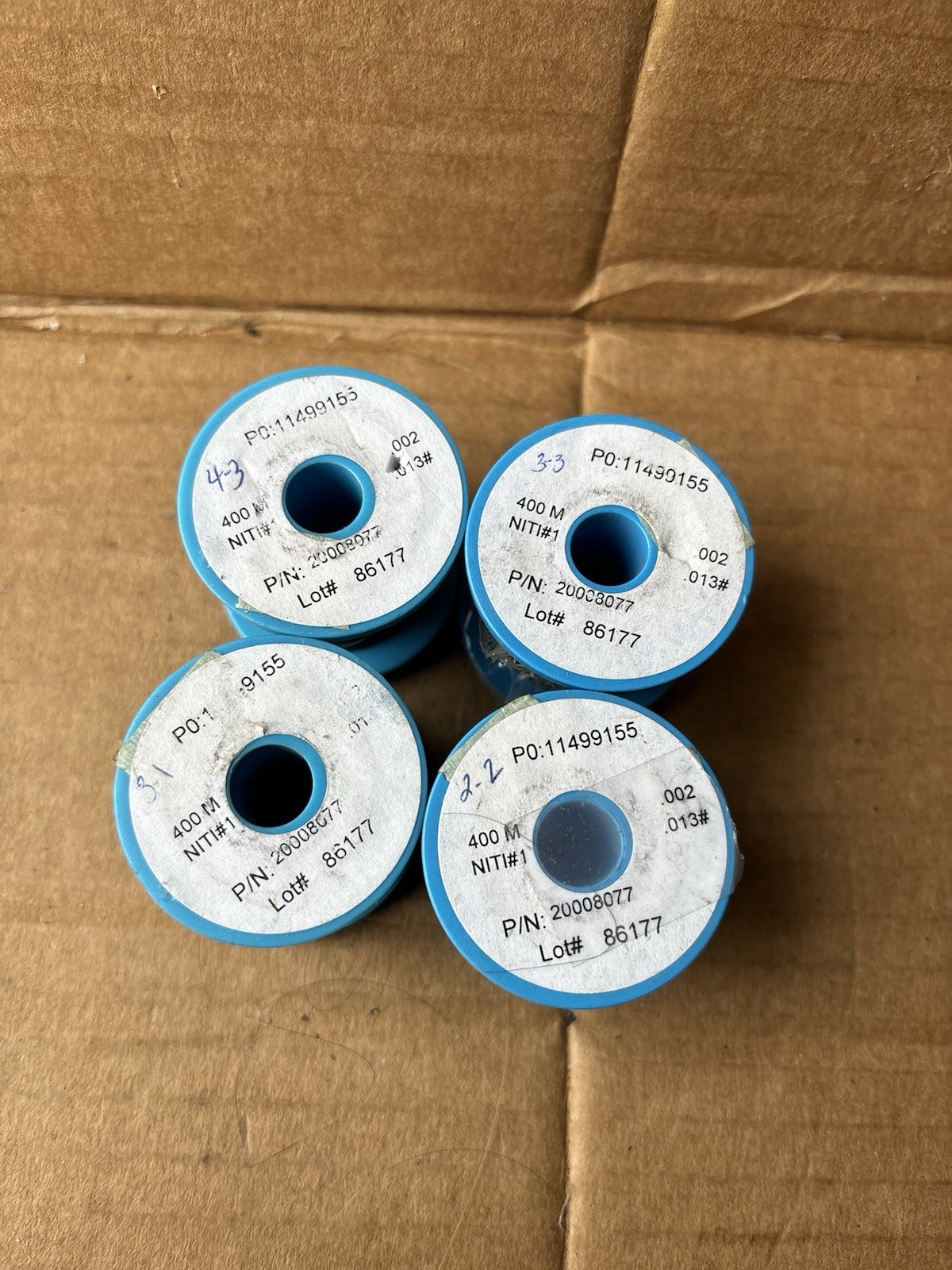 4 Spools Medical Braid Wire PO: 11499155 400 NITI#1 End Braid Wire Used ( 4)