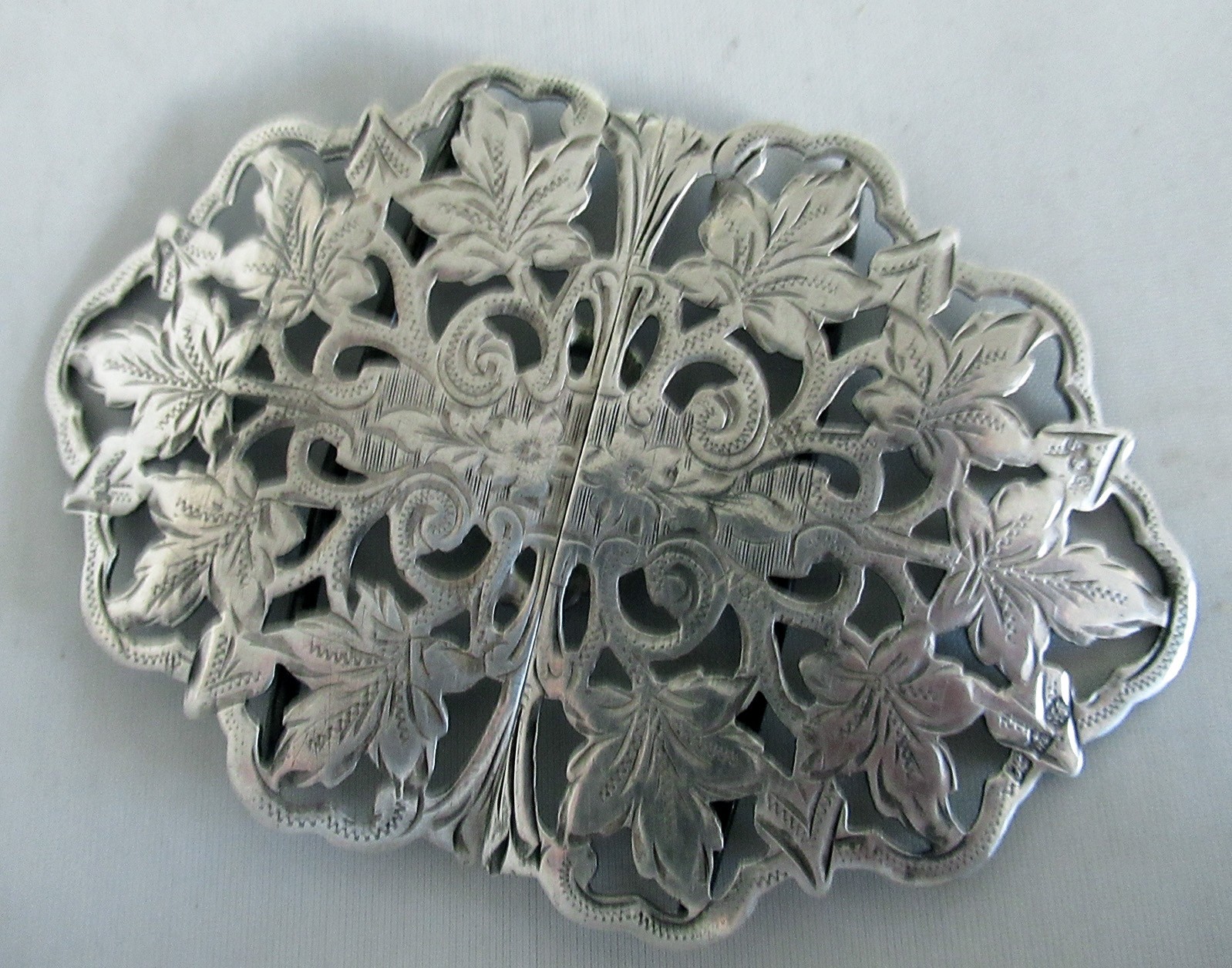 ANTIQUE STERLING BRITISH LARGE NURSES BUCKLE, 3 5/8 INCHES, 1908, CHESTER, S&BM