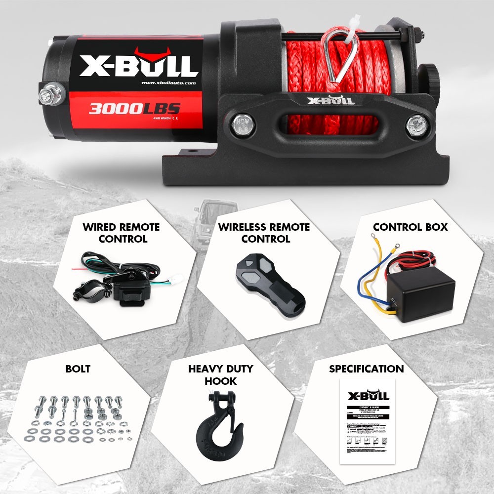X-BULL Electric Winch 12V 3000LBS 4500LBS 6000LBS Wireless Remote ATV UTV 4WD