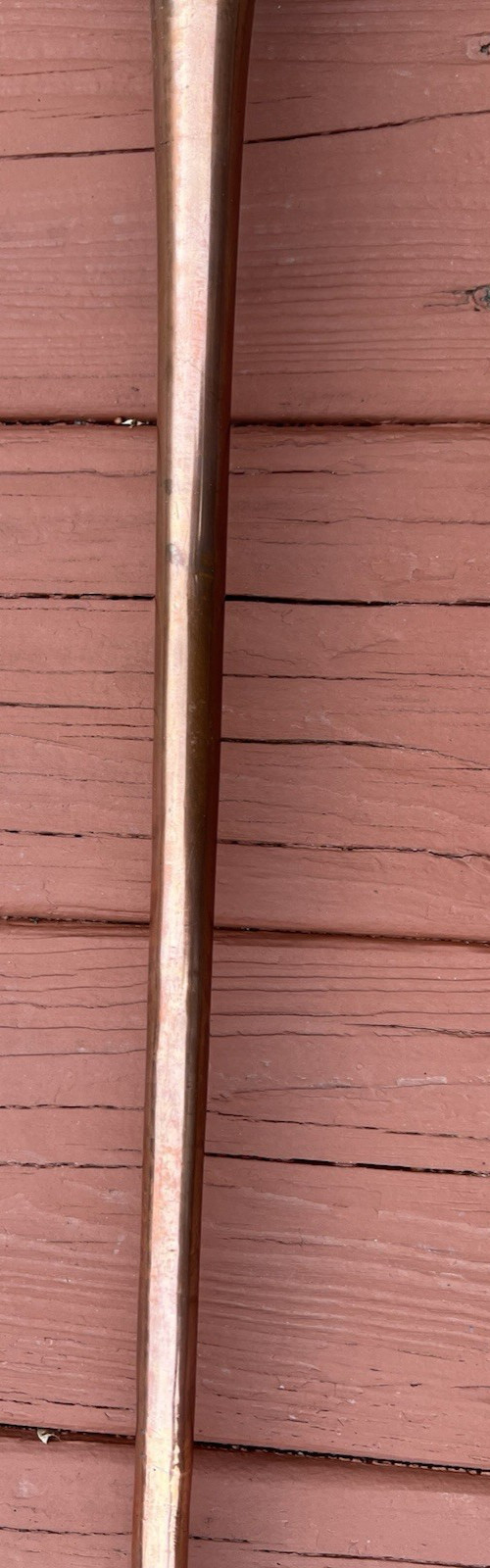 Signed George Potter Copper Brass Silver Long Fox Hunting Horn Wicker Sheath