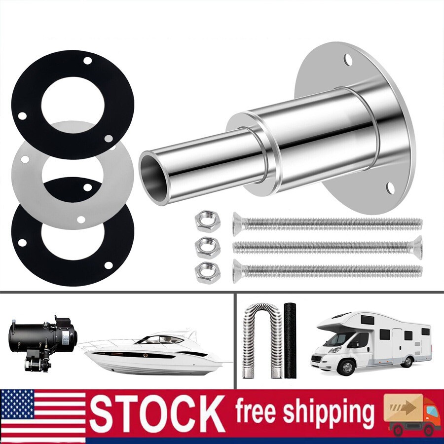 Thru Hull Exhaust Fitting, 24mm Stainless Steel 316, for Diesel Parking Heaters