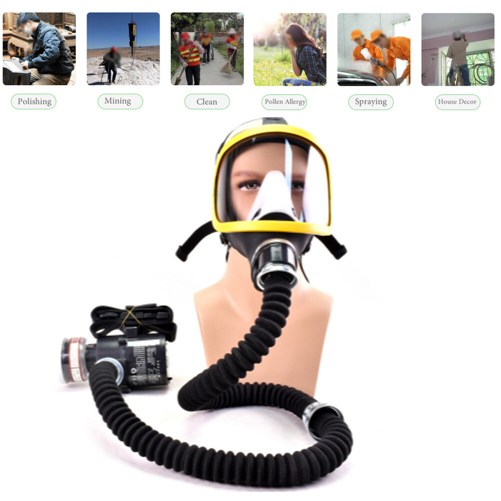 Electric Full Face Gas Mask Constant Flow Respirator Supplied Air Fed System