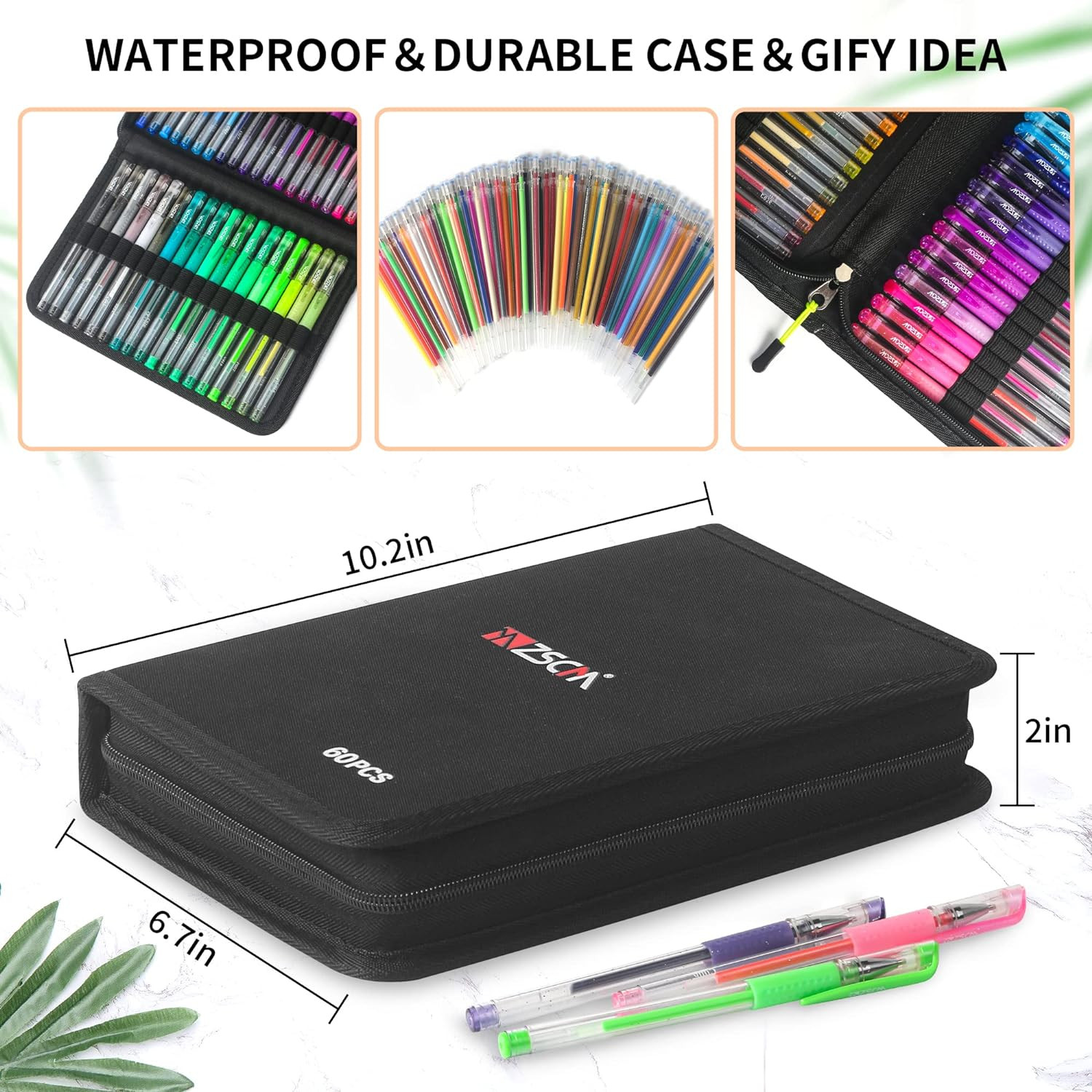 120 Pack Glitter Gel Pens Set, ZSCM 60 Colors Glitter Pens With 60 Refills, Colo