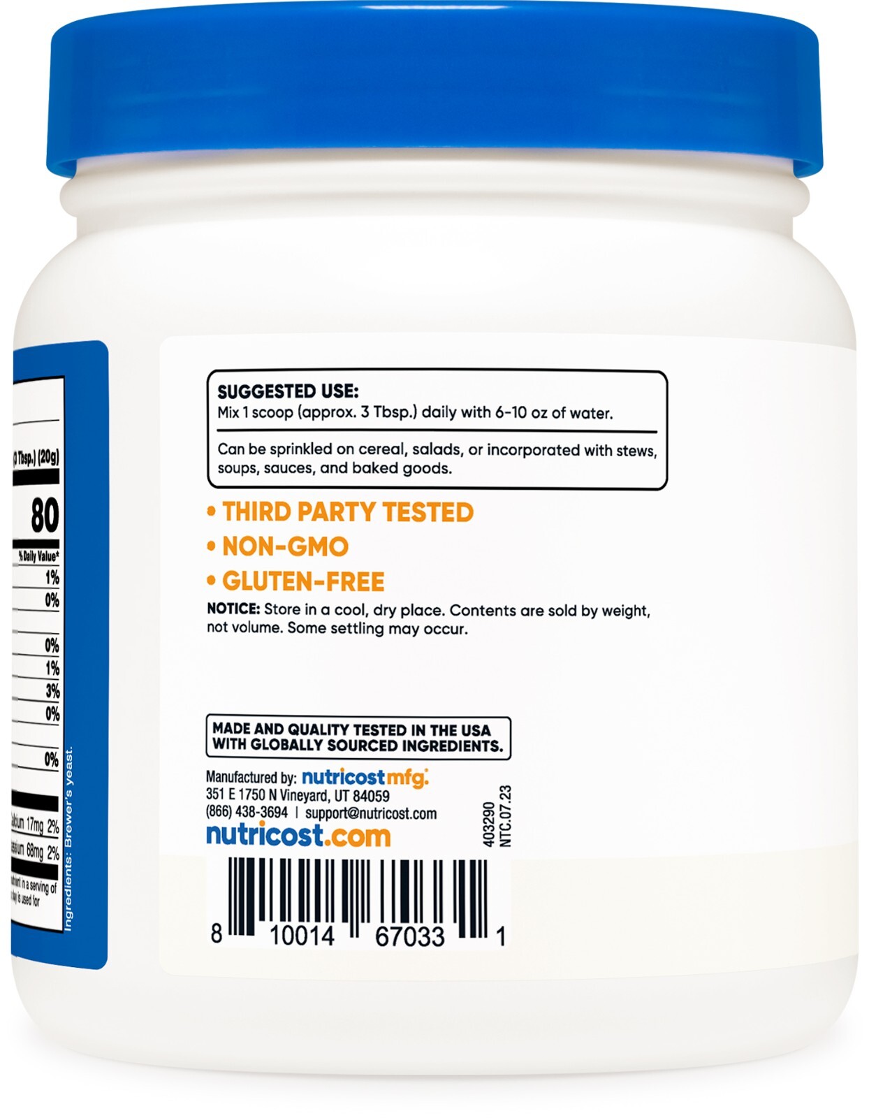 Nutricost Brewer’s Yeast 16oz - 20 Grams per Serving, High Quality - Non-GMO