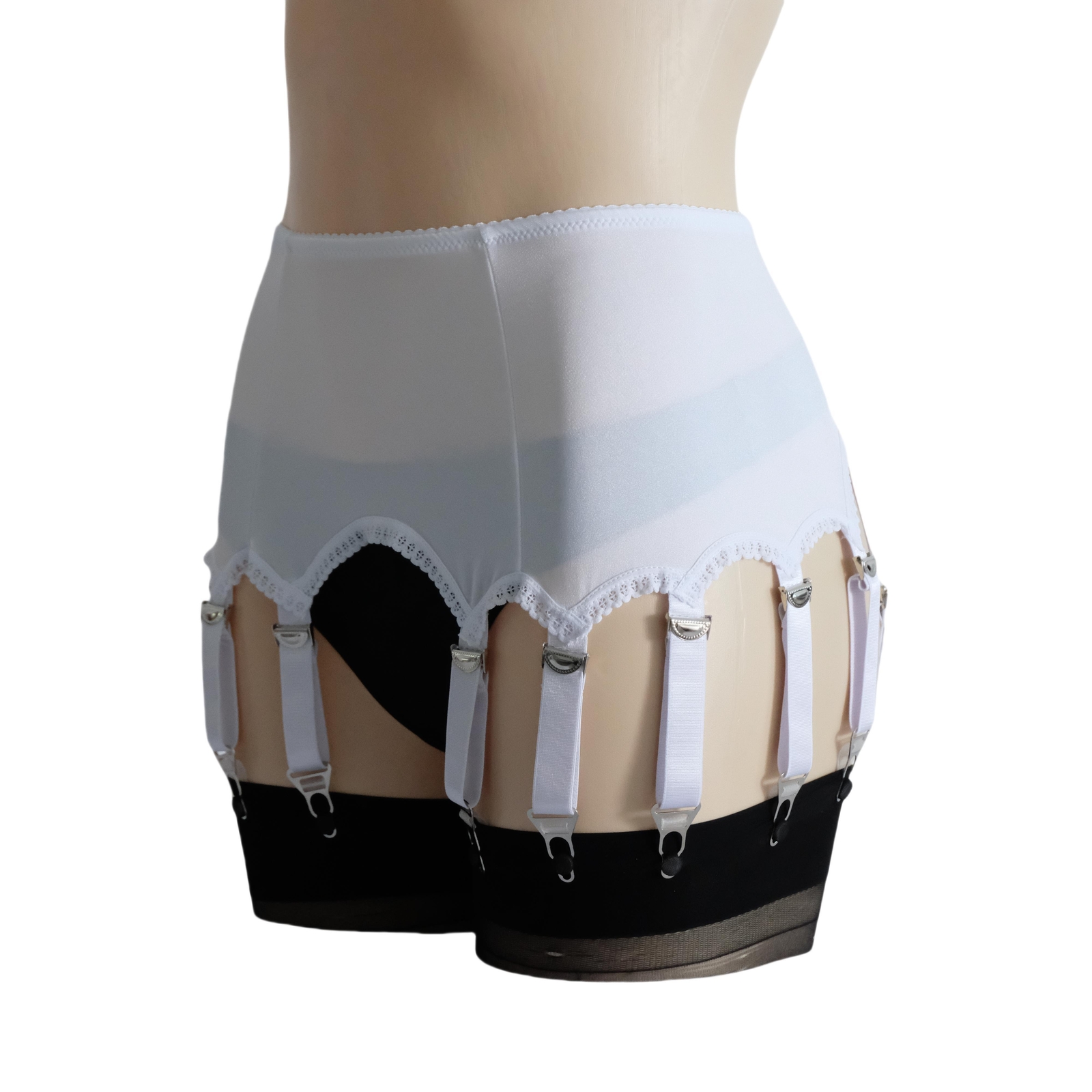 Luxallacki Classic Silky Satin 12 Straps Garter Belt Metal Clips Underwear