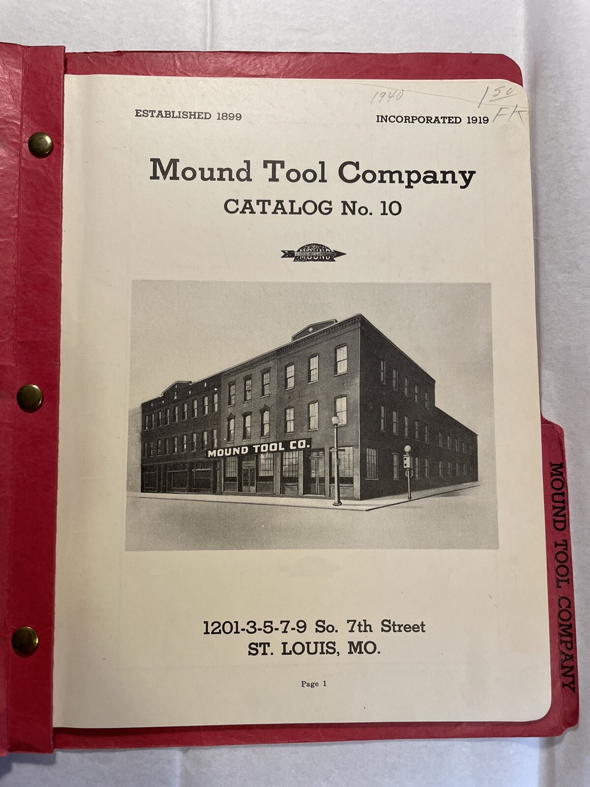 Mounds Tool Company 1940 General Catalog No. 10 St. Louis