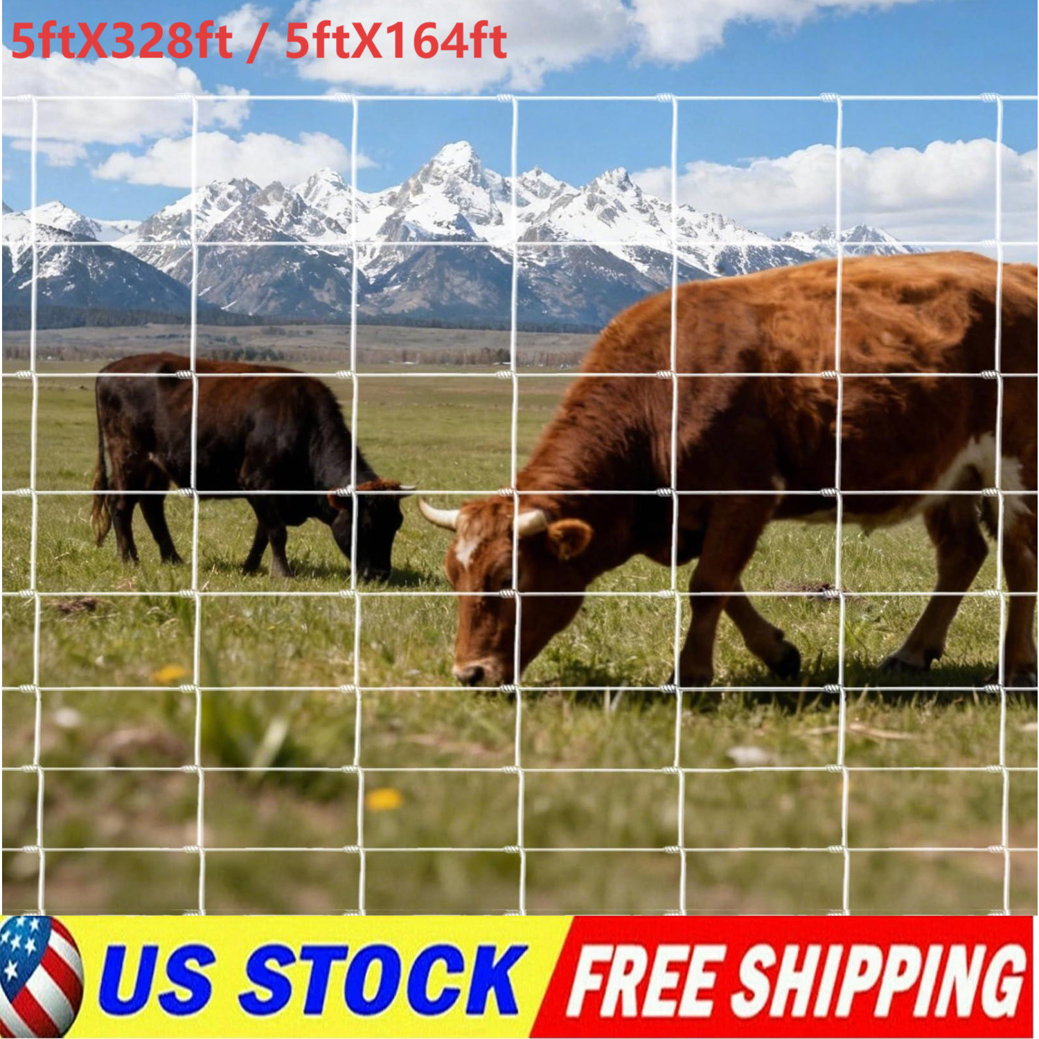 5ft x 328ft 164ft Heavy Duty Farm Fence Galvanized Wire Animal Livestock Fencing