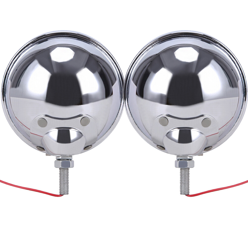 2x Motorcycle 4.5" Inch Fog Light Passing Spot Lights Chrome Housing For Harley