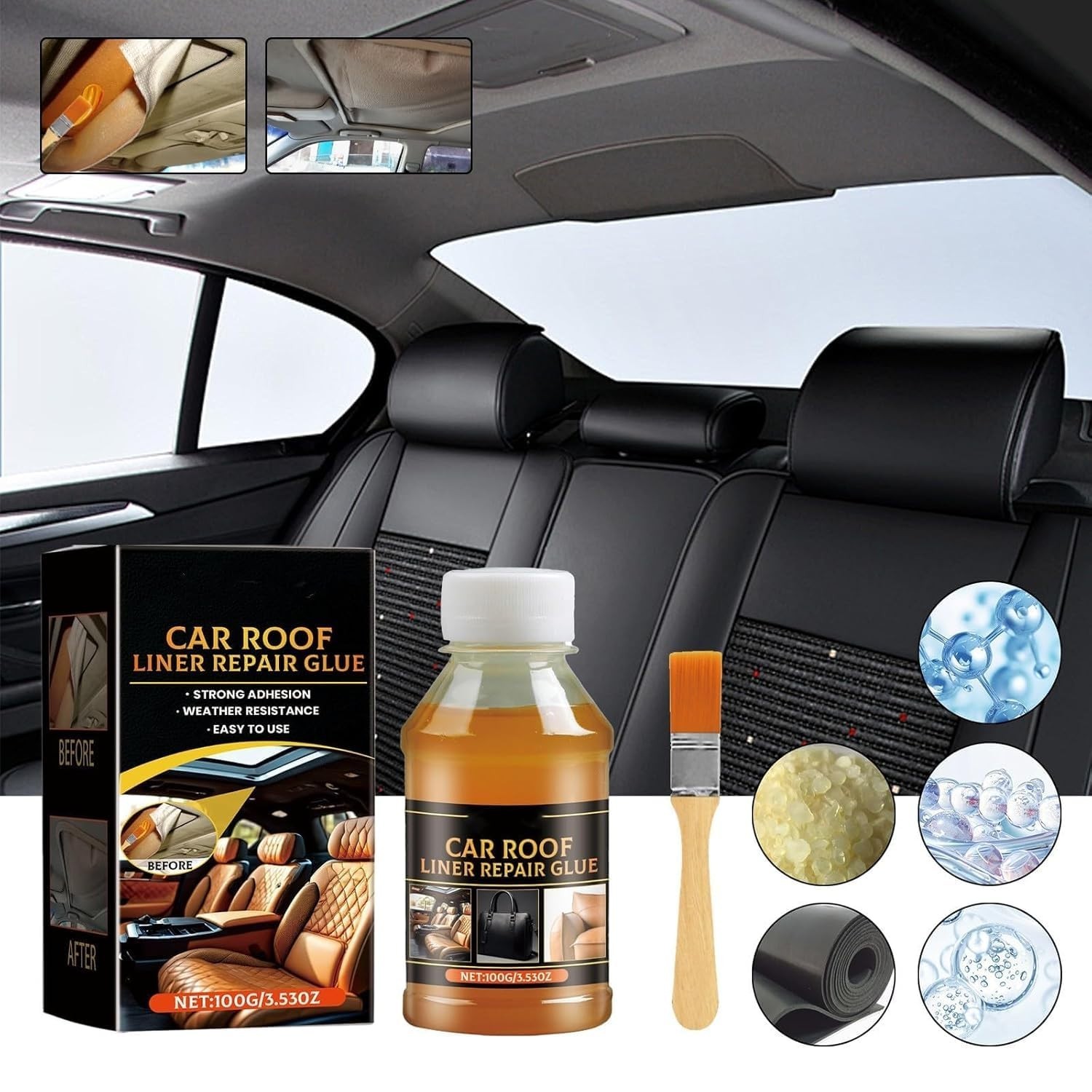 Headliner Repair Glue, Car Headliner Adhesive, Upholstery Glue for Cars US 100ml