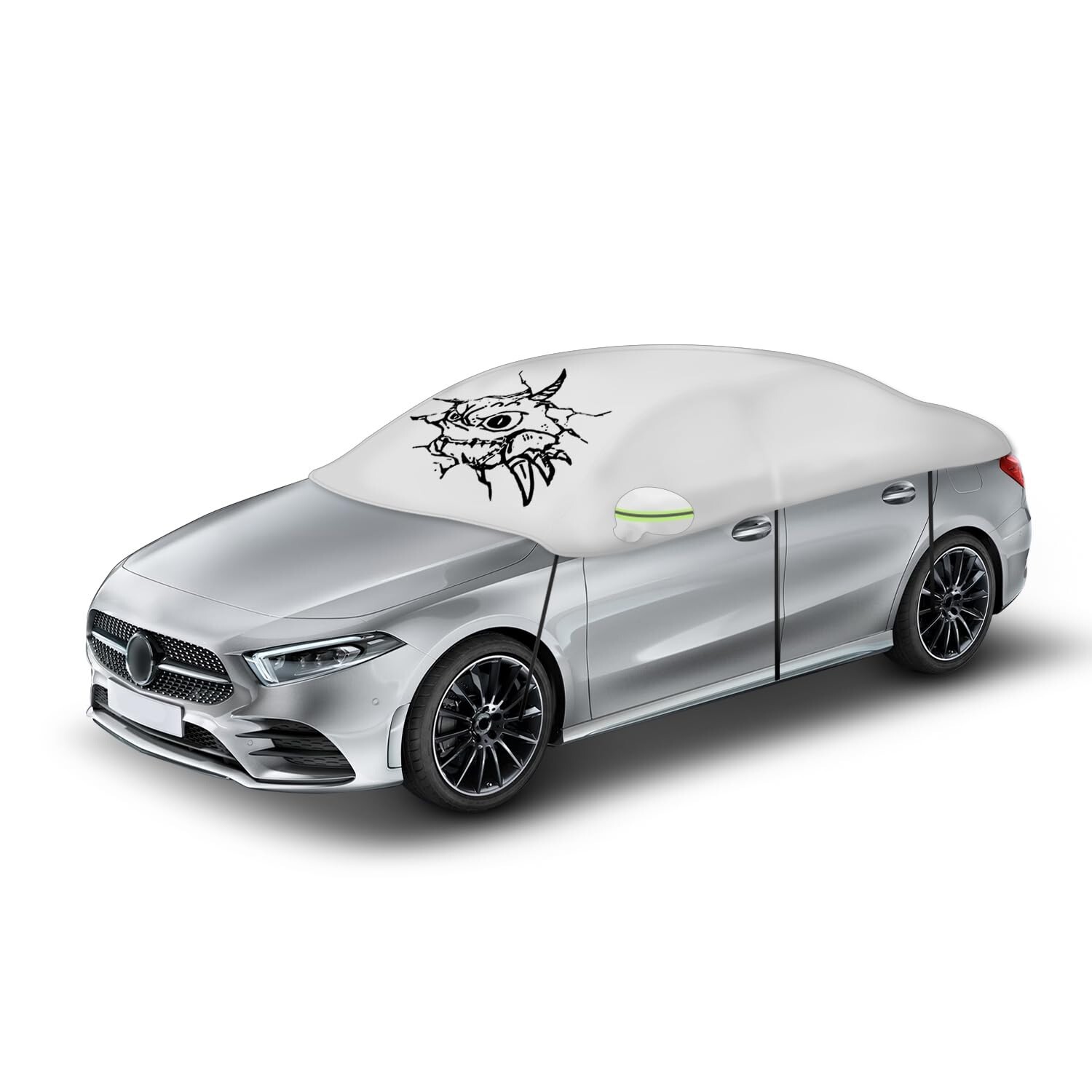 Universal Sedan Half Car Cover, Windshield Body Cover Winter Auto Top Snow Ice