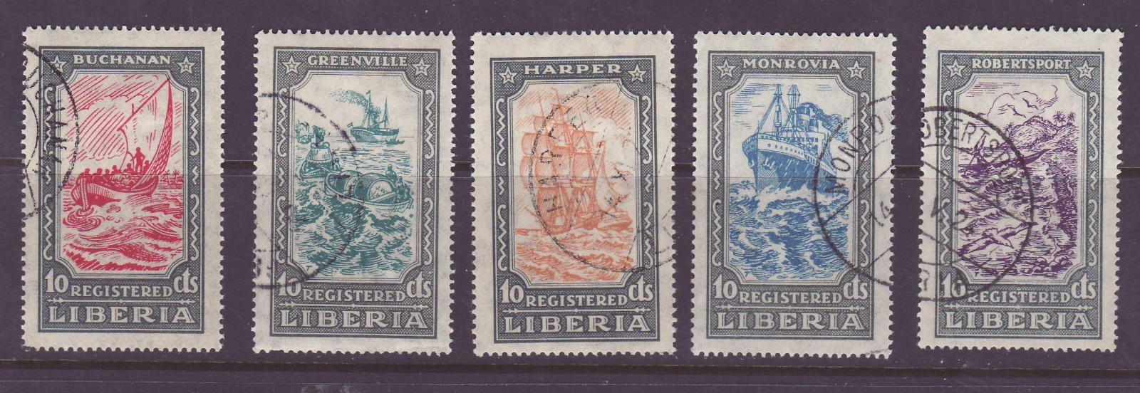 Liberia # F30-34 CTO Complete 1924 Ship Set