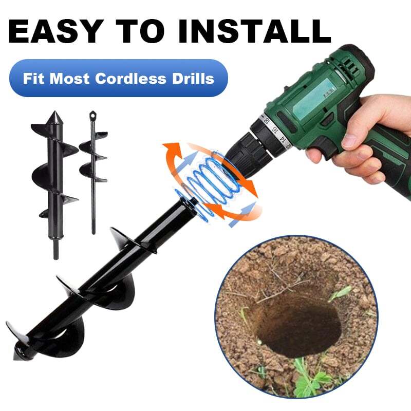 2pcs 1.97"+3.15" Garden Auger Drill Bit Ground Spiral Hole Digger Bulb Planting