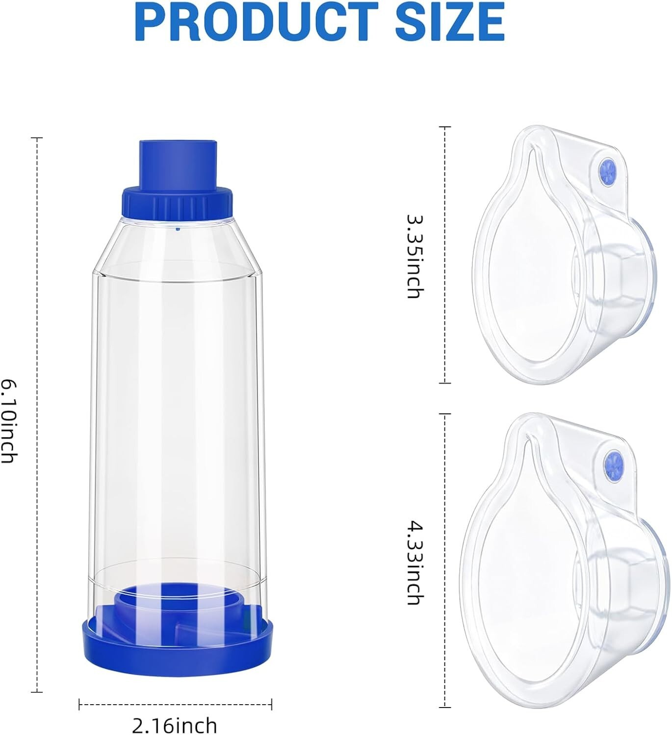 Portable Handheld Spacer Low Resistance Inhalation w/ Adult + Child Size 2 Masks