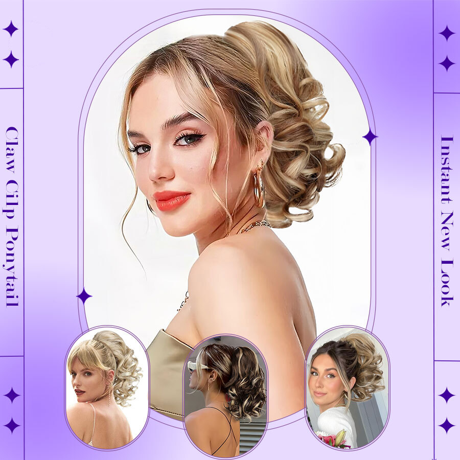 14" Short Claw On Ponytail Hair Extensions Natural Clip Pony Tail Thick As Human