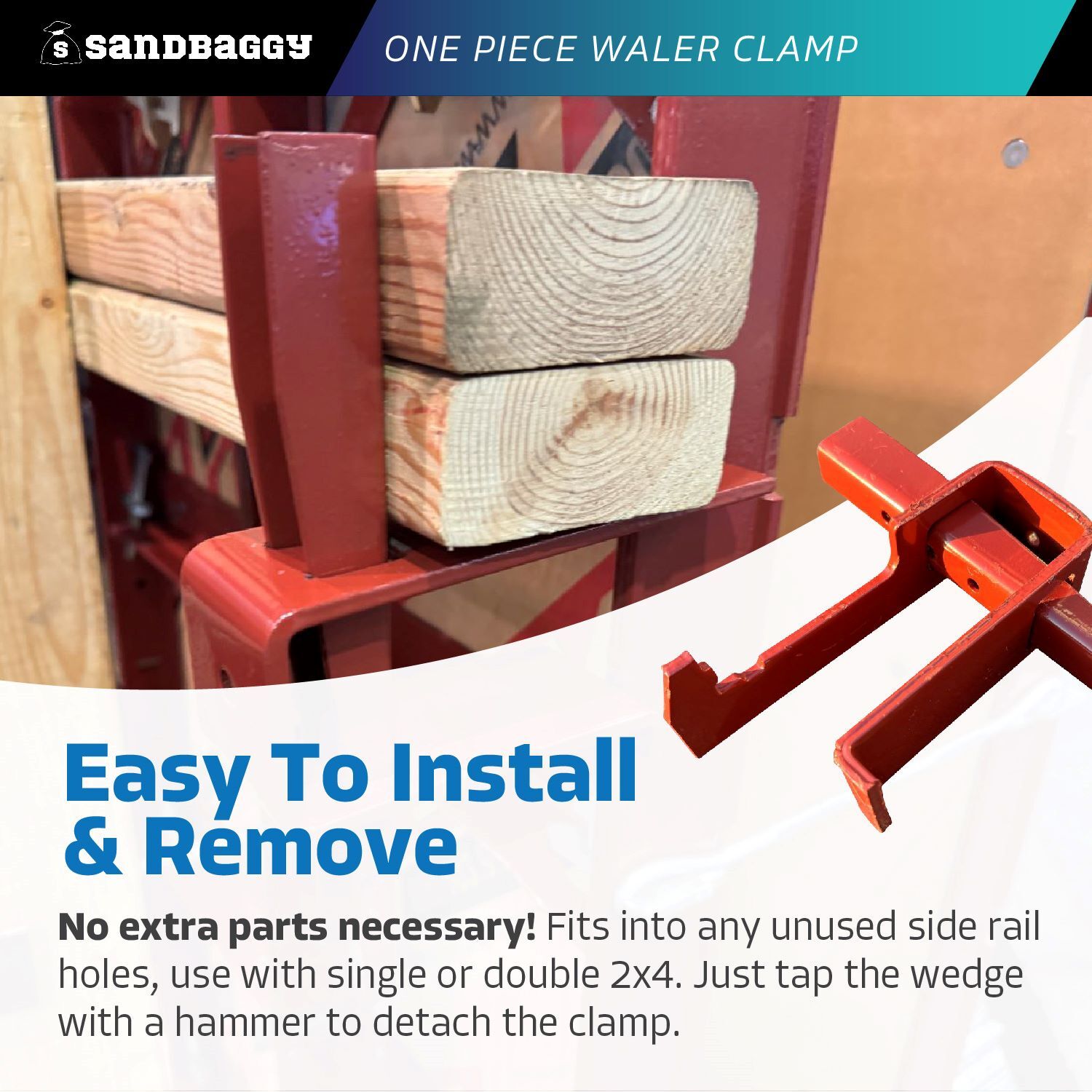 Sandbaggy One-Piece Waler Clamp - Compatible w/ Symons Forms - Concrete Brackets