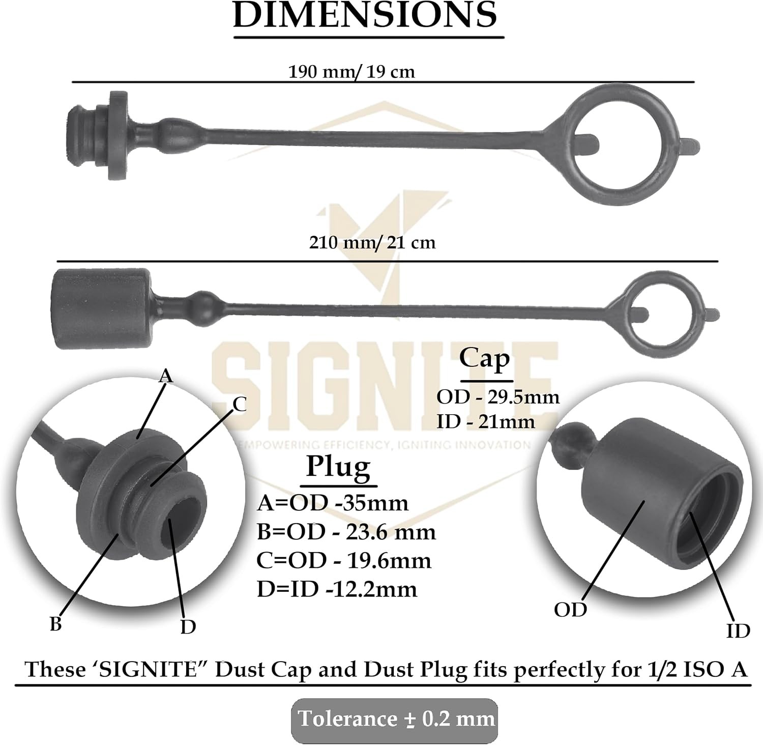 2 Set,1/2 Tractor Hydraulic Coupler Male Dust Cap and Female Plug Cover,ISO A Hy