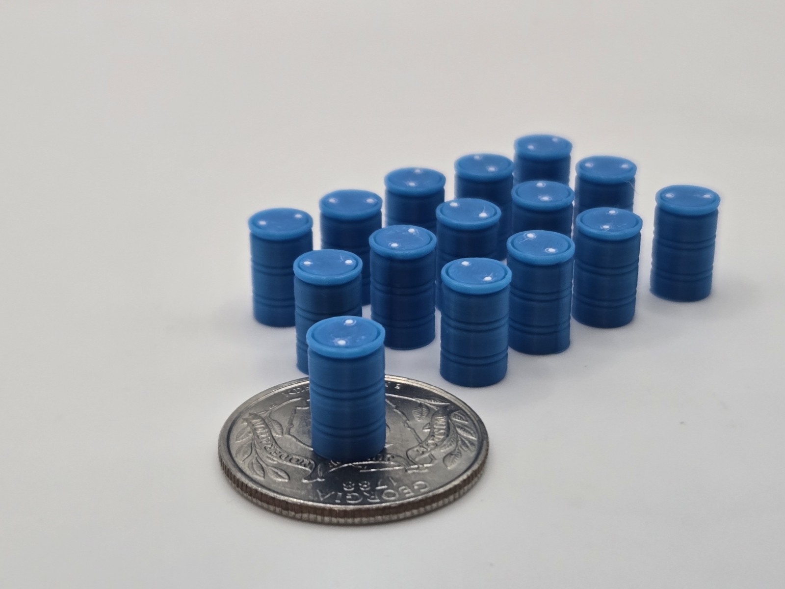 1/87 Scale Plastic 55 Gallon Drums in Blue *15 Pack*