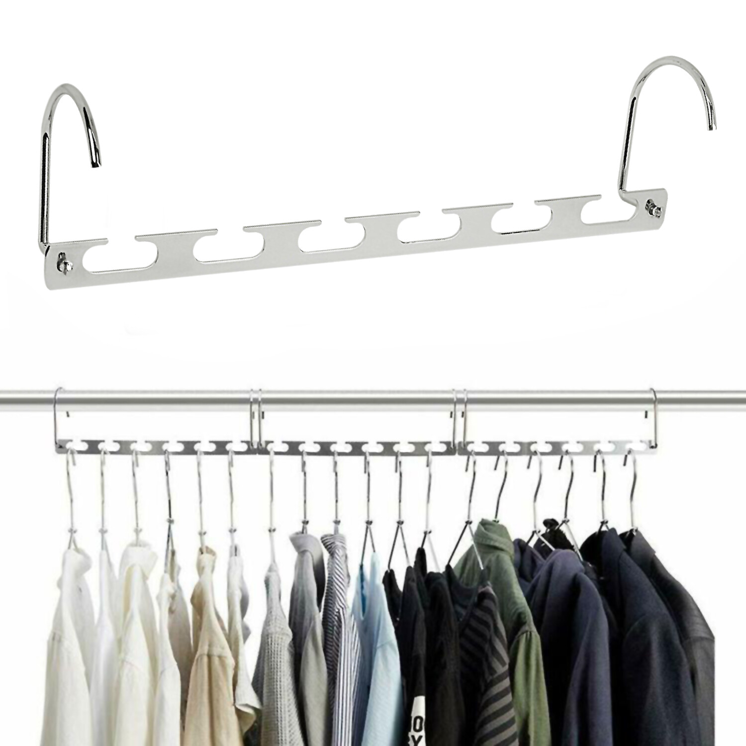 6 Pack Metal Wonder Closet Hanger Organizer Hook Space Saving Clothes Rack NEW
