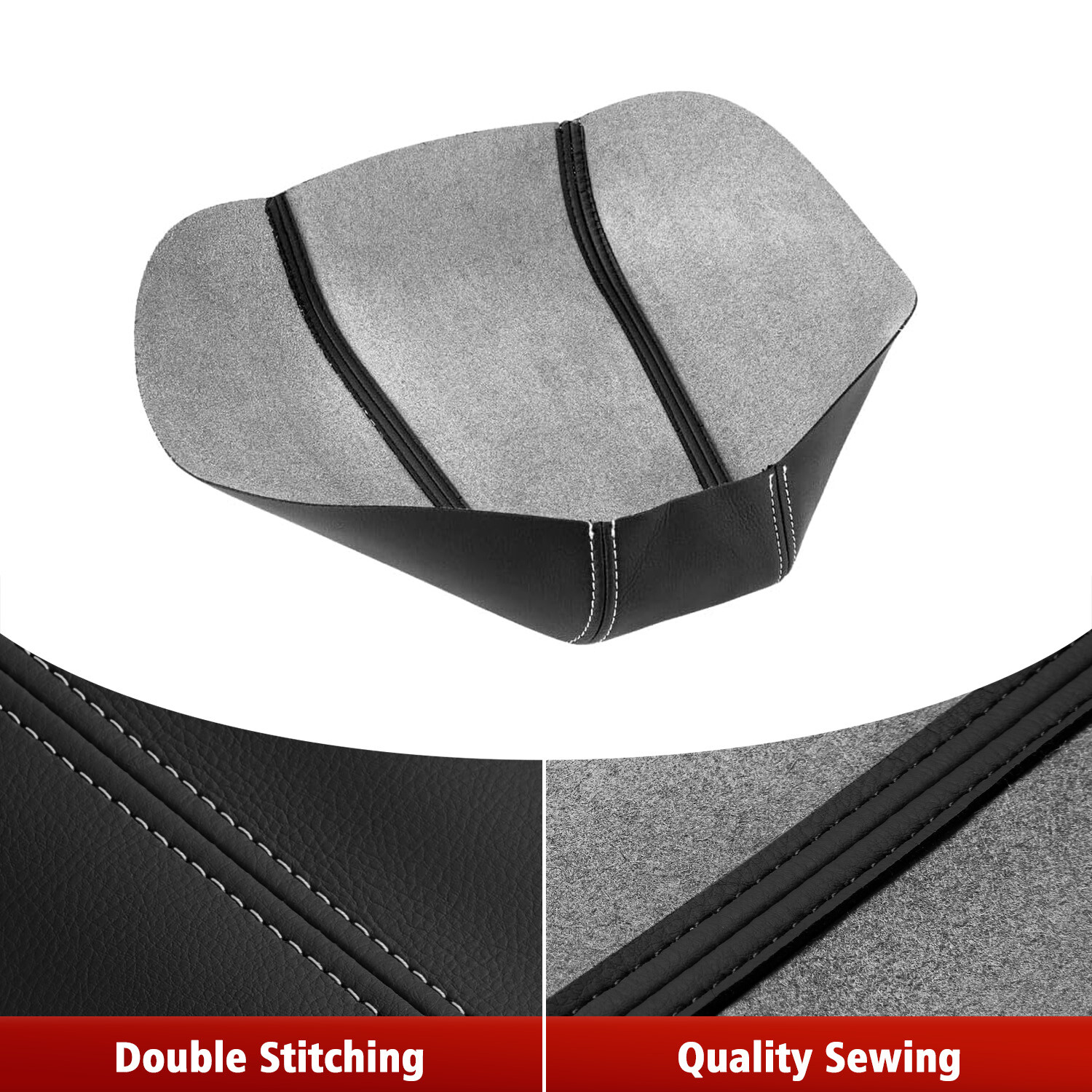 Fit 2016-2023 Nissan Maxima Center Console Lid Armrest Leather Cover Gray Stitch