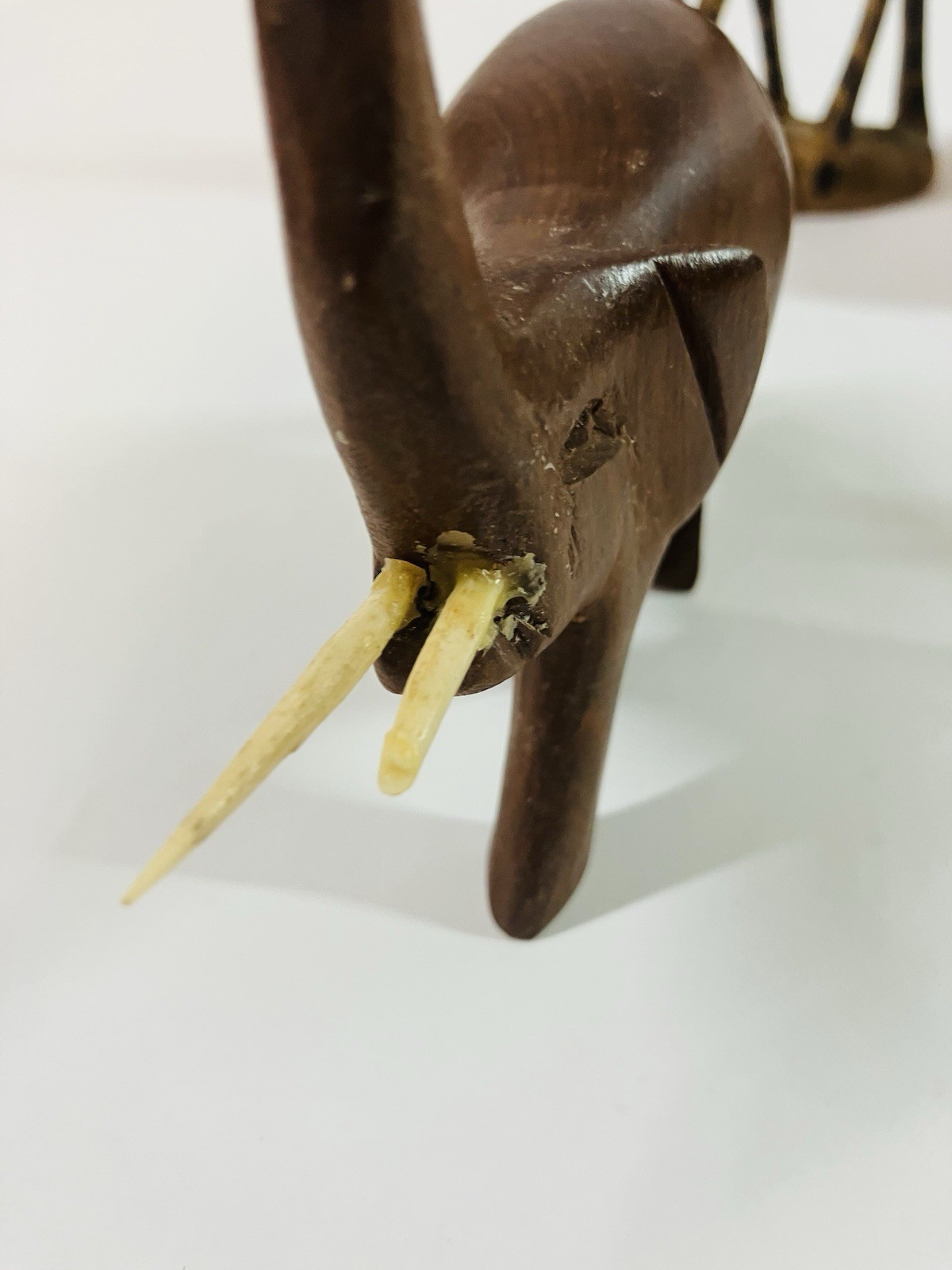 Mid Century Hand Carved Wood Animal Figurines African Folk Art Set Of 6