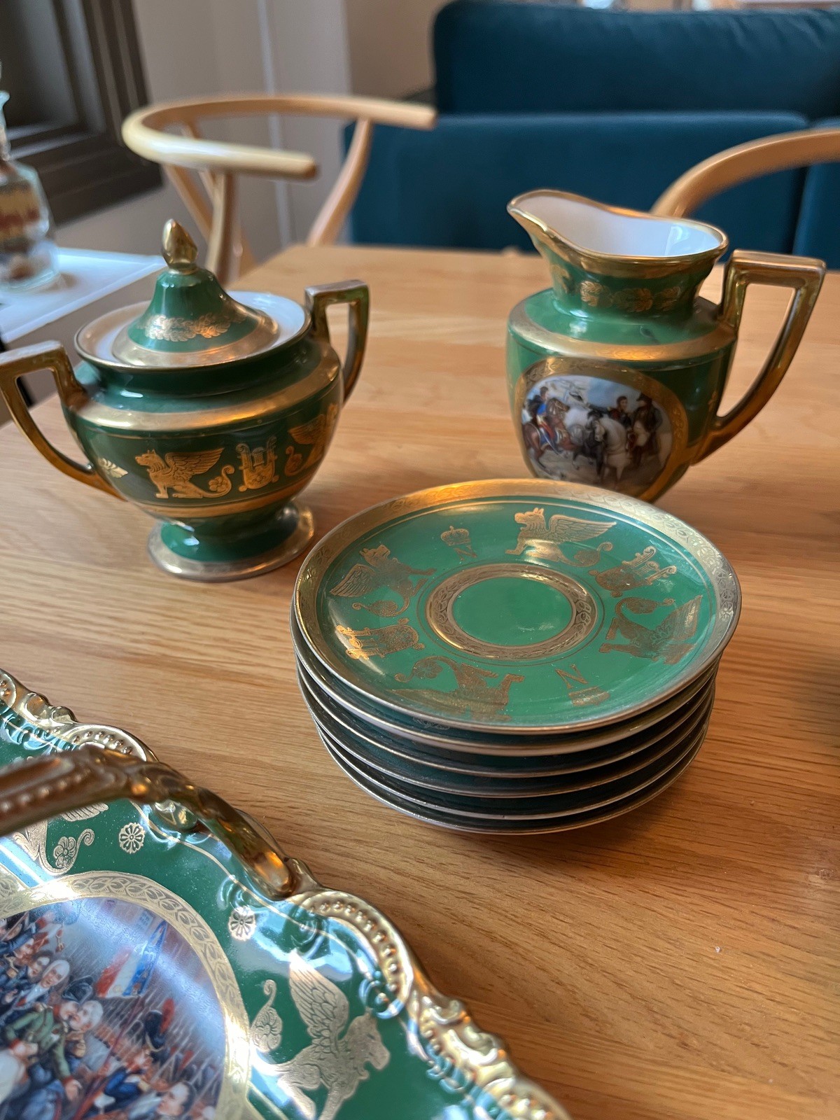 Vintage Royal Vienna Carlsbad Napoleonic Tea Set Service For 6 With Platter