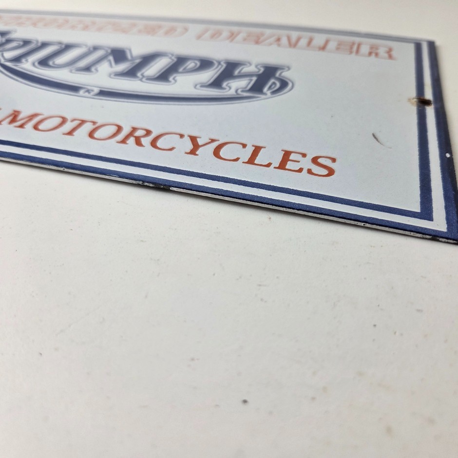 Vintage Triumph Motorcycles Sign - Gas Service Pump Porcelain Gasoline Sign