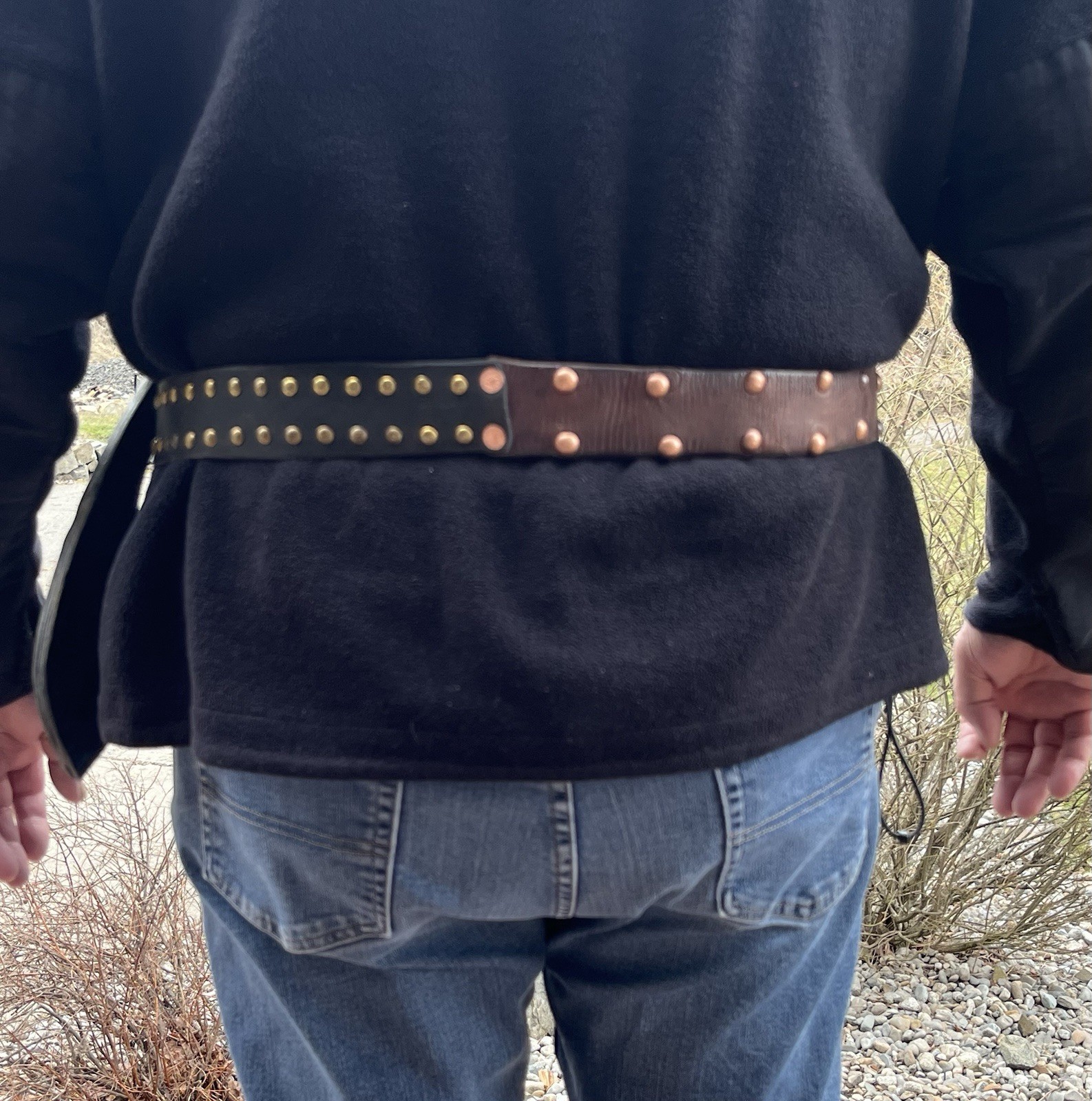 Mountain Man Leather Rendezvous Belt, Matching Knife/Sheath, Solid Brass Buckle