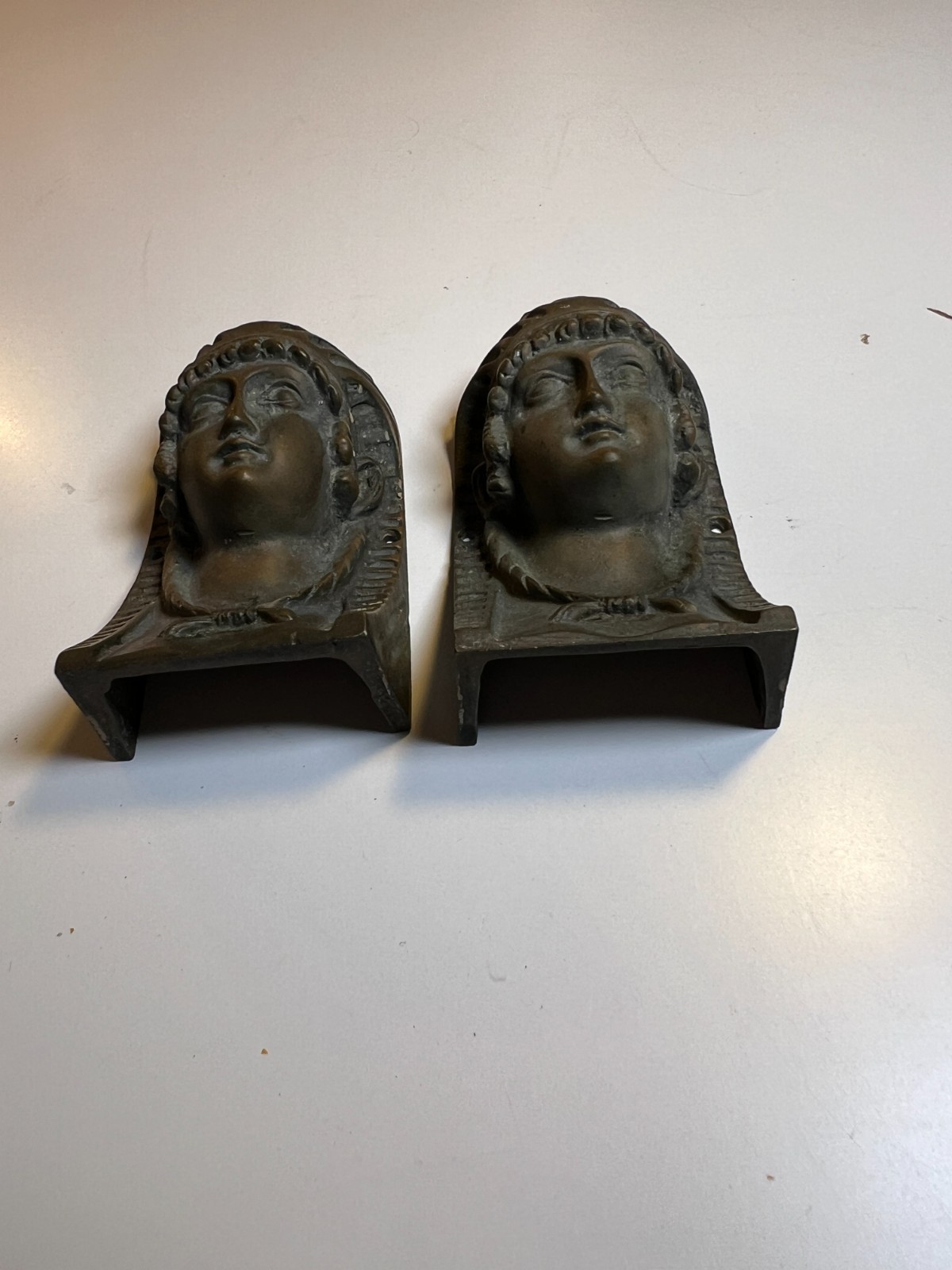 2: Antique Cast Brass Egyptian Revival Furniture Mounts Architectural Appliques