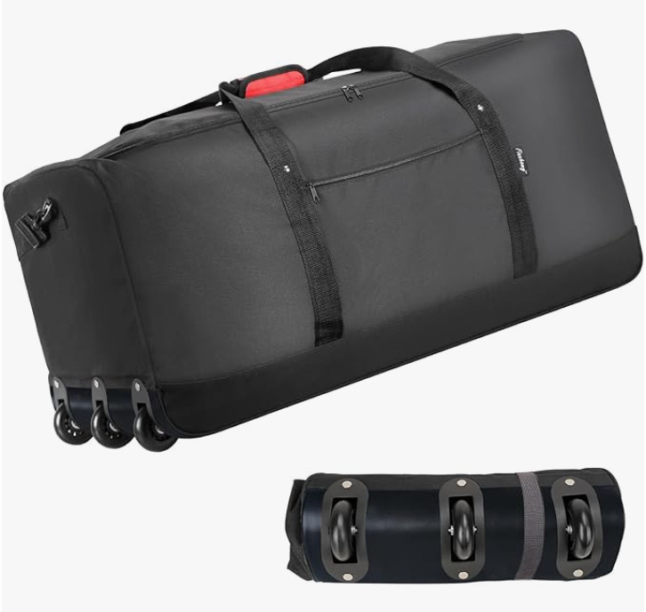 120L Foldable Rolling Duffel Bag with 3 Wheels Light Weight Travel Duffel Bag