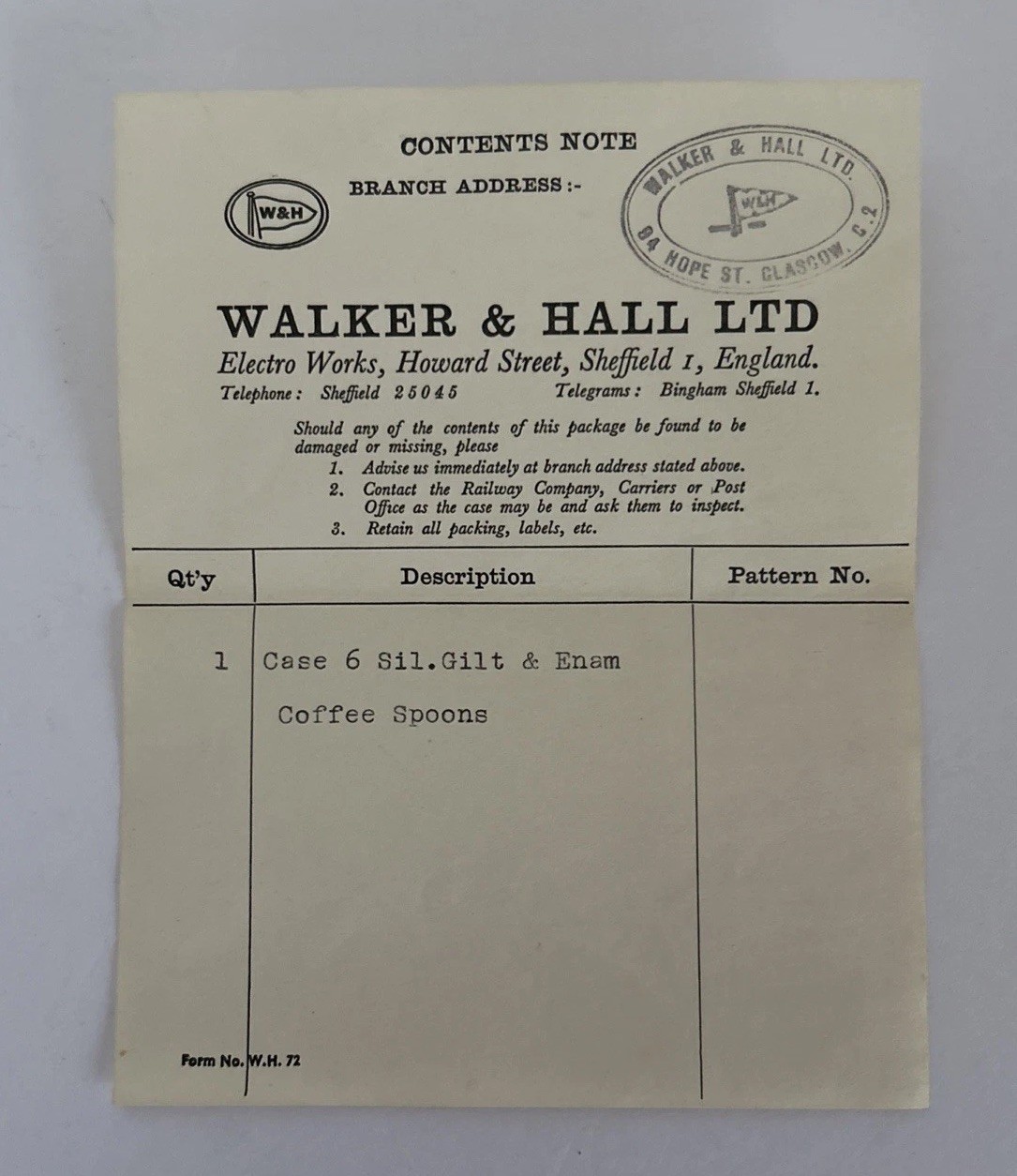 Vintage Walker & Hall Set Of 6 Silver Gilt And Enamel Coffee Spoons - England