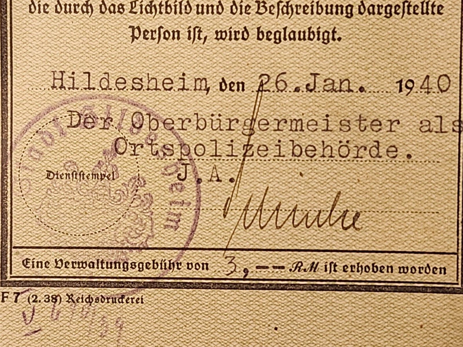 WW2 German. Legitimationskarte 1940.