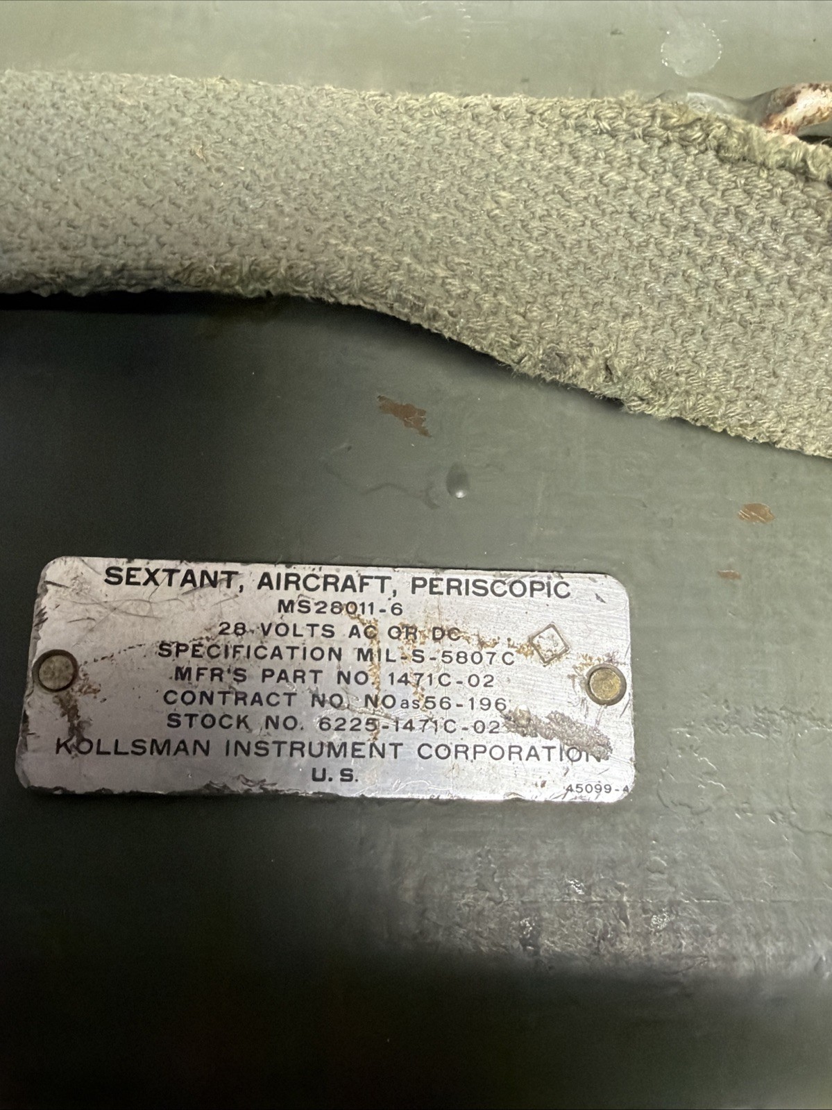 Antique Military Issue Kollsman Aircraft Periscopic Periscope Sextant & Case #03