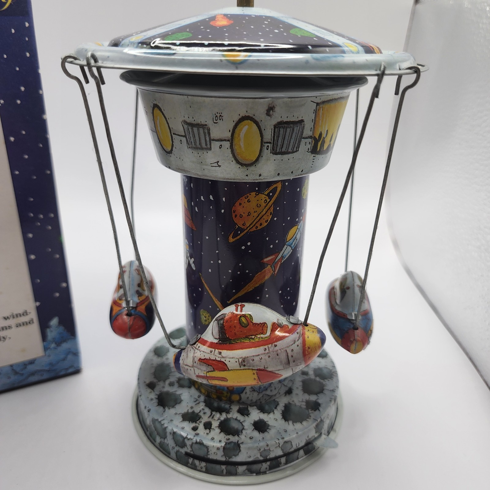 Schylling Tin Toy Rocket Carousel With Original Box