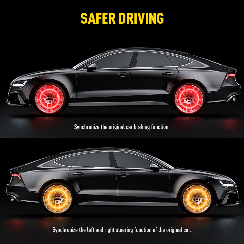 4x 17.5" Brightest QUAD ROW Multi-color RGB LED Car Truck Wheel Rings Rim Lights