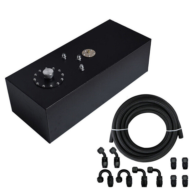 19 Gallon Fuel Tank Aluminum Race Fuel Cell Gas Tank w/ Cap & Level Sender Black