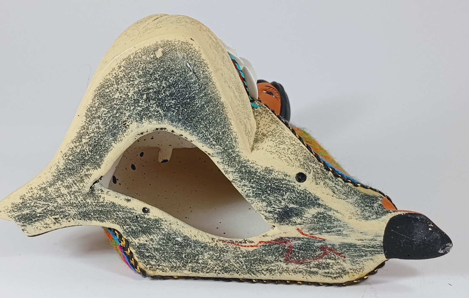 Clay Folk Art Honduran Lady Sitting with Flowers.