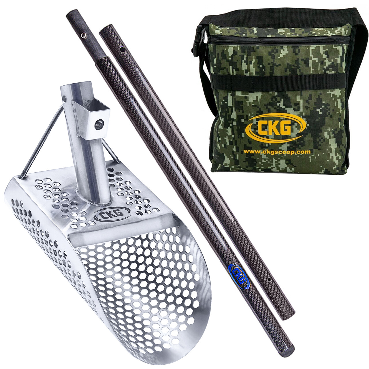 CKG Sand Scoop Metal Detector Carbon Handle Pole Detecting Scoops Shovel, Hex 7