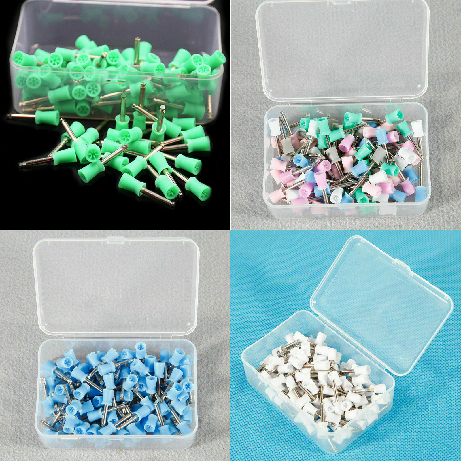 100PCS Dental Latch type Teeth Prophy Polishing Cups Rubber Mixed Colors