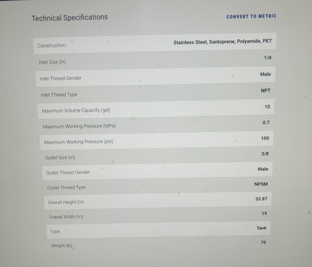 GRACO 236150 10 Gallon High Pressure Tank (HVLP) Pot Series L19B STAINLESS