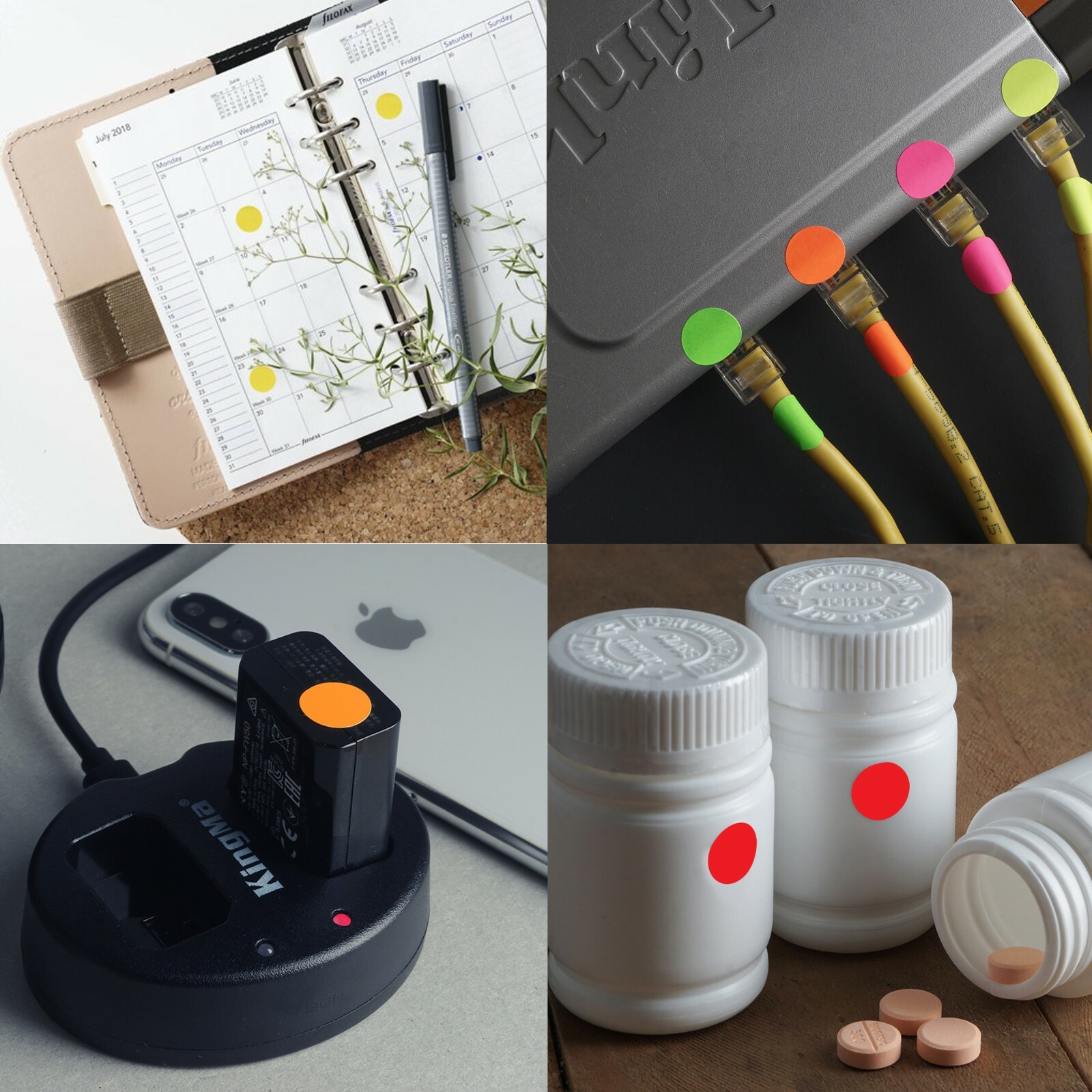 Dot Stickers Rolls Round Labels 1/2 inch Circles 13mm For Organizing 1080 Pack