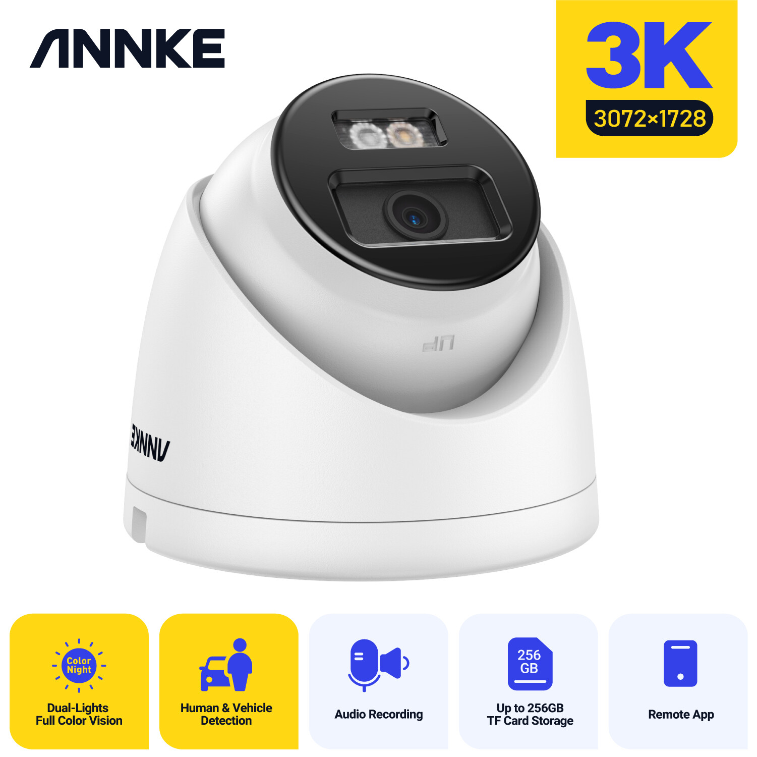 ANNKE Security Camera 5MP POE Audio Surveillance Outdoor Color Night Vision AI