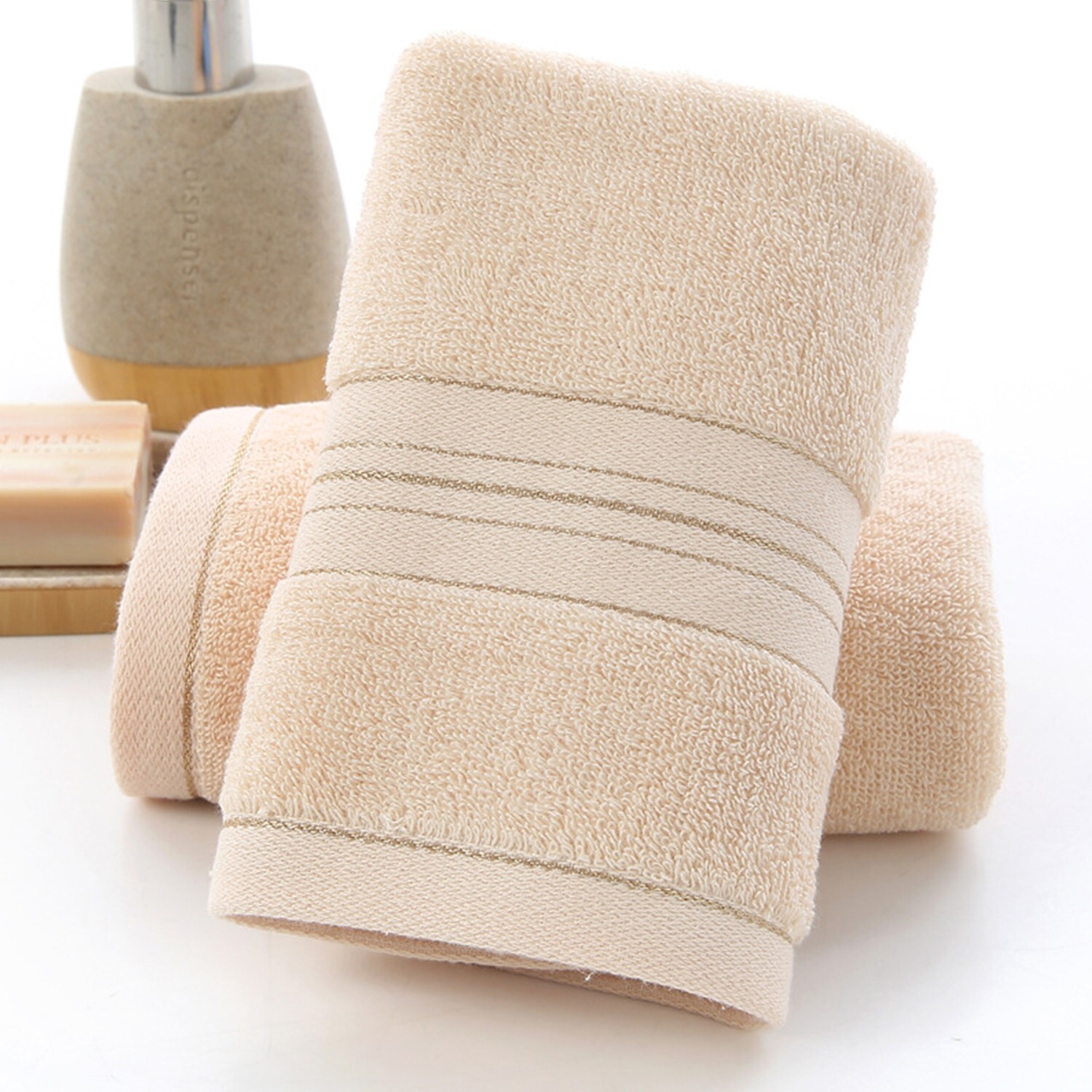 100% Cotton Premium Soft Towel 3PCS Soft Gold Luxury Absorbent Face Cloth Bath